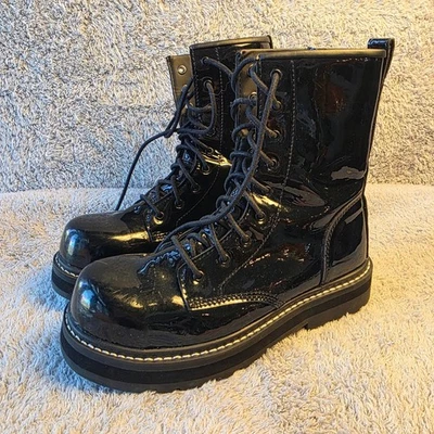 Avenger Work Boots Womens Black Patent Leather Safety Platform Boots Comp Toe 9 - Image 1 of 4