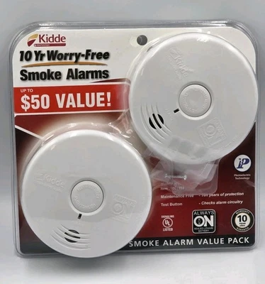 Kidde P3010L Alarma de Humo 10 Años Batería de Litio Sellada Detector de Humo PACK 2 Foto 1 de 4