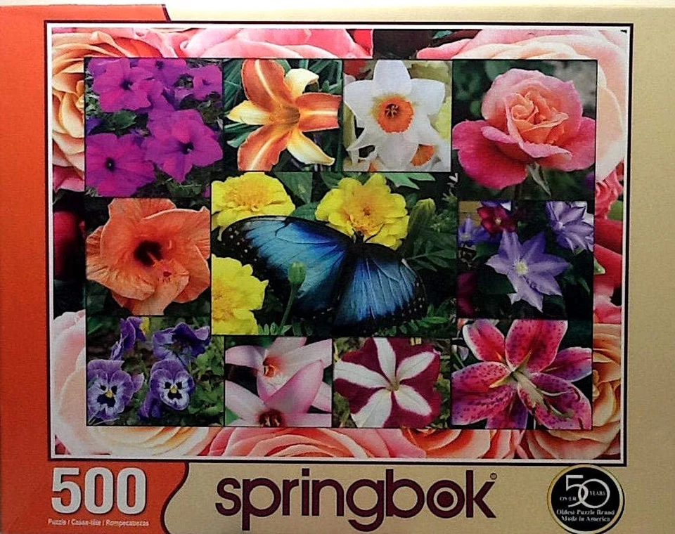 In Bloom Flowers Collage 500 pc Jigsaw Puzzle 18" X 23.5" Springbok - Image 1 of 1
