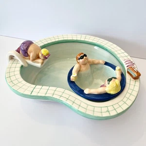 VTG Lotus 1995 "Take a Dip" Ceramic Swimming Pool & Hot Tub Chip & Dip Set - Picture 1 of 20