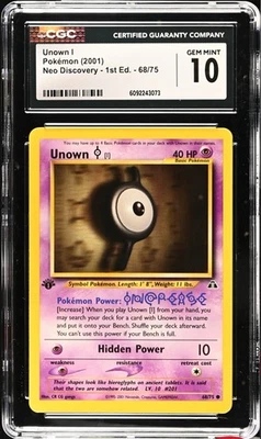CGC 10 GEM MINT Unown I 68/75 First 1st Edition Neo Discovery 2001 WOTC Pokémon - Image 1 of 2