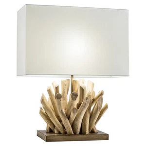 NEW! Handmade Driftwood Table Lamp - 19" Natural Wood Nightstand/End Table Light - Picture 1 of 8