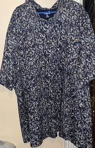 King Size Mens Button Down Abstract Floral Scroll Short Sleeve Shirt Size 5XLT - Picture 1 of 5