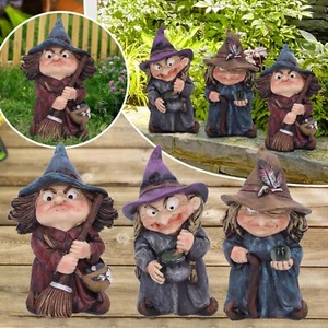 Halloween Polyresin Garden Gnome Witch Lawn Ornaments Handmade Decor Indoor New - Picture 1 of 25