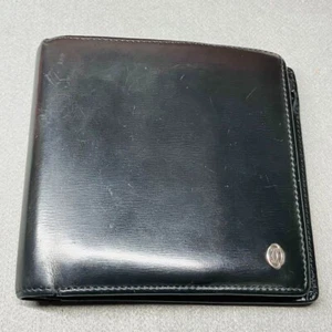 Pasha de Cartier Men's Bifold Wallet Black Purse Leather 2C Metal Logo Authentic - Picture 1 of 15