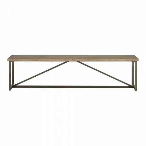 Moe's Home Collection Sierra 19" Wood Dining Bench with Metal Base in Brown Cover