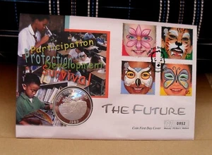 1989 $5 CAYMAN ISLANDS SILVER PROOF COIN 1st DAY COIN COVER SAVE THE CHILDREN - Picture 1 of 10