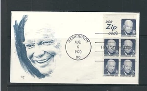 USA SC # 1393b Eisenhower Booklet pane of 5 plus label . Marg cachet - Picture 1 of 1