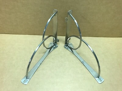 Vintage Pair Nickel Plated Metal Shelf Mantal Support Brackets Old 1530-23B - Image 1 of 4