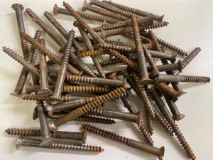 Steel Countersunk Wood Screws 3 1/2" x 18 British Company Slotted Head Bag of 50 - Picture 1 of 24