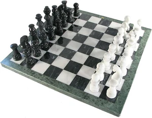 15"x15" Green Marble Chess Board – Personalized Christmas Gift Game - Picture 1 of 3