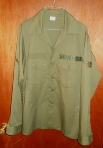 U.S. Air Force Vintage Green Utility Shirt w/Ranking Men’s 16.5 x 36 (48" Chest) - Picture 1 of 9