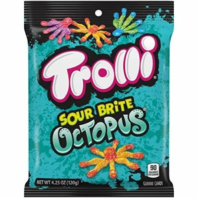 Pulpo Trolli Sour Brite, sabores surtidos, 4,25 oz [12 bolsas] Foto 1 de 4