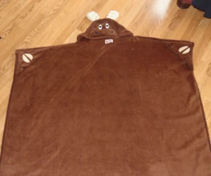 Lazy One Kids Brown Hooded Polyester Fleece Blanket Moose with Mittens Fun Warm - Picture 1 of 4