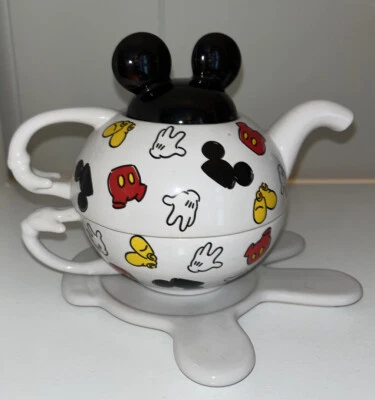 Juego de platillos de taza y tetera vintage Disney Mickey Mouse, té para uno como nuevo raro Foto 1 de 4