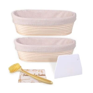 Banneton Bread Proofing Basket Set of 2, 10 Inch Oval Sourdough Bread Baking ... - Picture 1 of 7