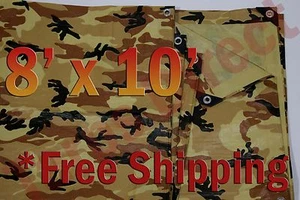 8' x 10' Camo Marrón Beige Tarp Caza Leña Impermeable Camping Woodpile ATV - Imagen 1 de 4