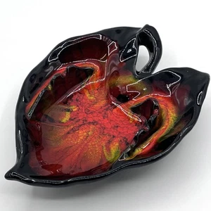 Cenicero MCM de colección naranja rojo lava hoja de goteo California #867 EE. UU. Cal Orig - Imagen 1 de 6