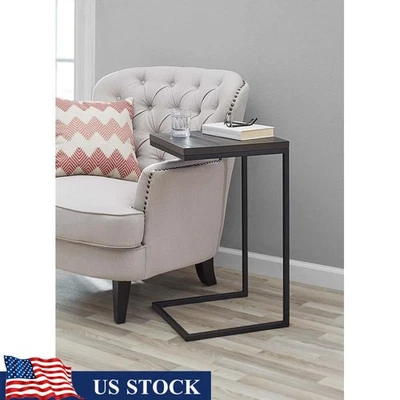 Mesa auxiliar de metal en forma de C bandeja de ahorro de espacio mesa sala de estar interior con almacenamiento Foto 1 de 4