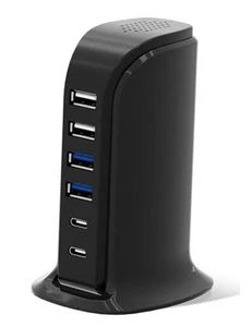 USB Charger, Charging Station for Multiple Devices 45W, Fast 2USB-2TypeC-Black - Picture 1 of 7
