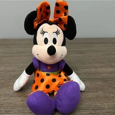 Peluche Disney Minnie Mouse Halloween con Lunares Naranja Púrpura Negro 10" Foto 1 de 4