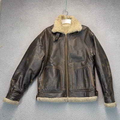 Wilsons Leather Jacket Mens Small Brown Leather Reversible Heavy Outdoor Vintage - Image 1 of 4