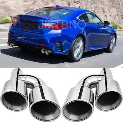 Para Lexus RC200t RC300 RC350 2.5" In Quad 4" Out ponta de escape de parede dupla corte inclinado - Imagem 1 de 4