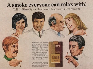 1970 Vintage Print Ad Tall N’ Slim Cigars A smoke everyone can relax with! - Picture 1 of 2