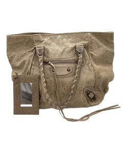 BALENCIAGA The Sunday 2way Handbag Leather Tote Bag 228750 Beige w/Mirror - Picture 1 of 24
