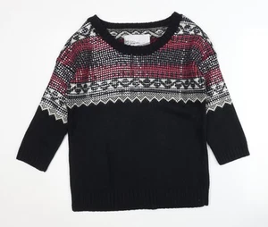 Superdry Women's Black Fair Isle Sequin Jumper - Picture 1 of 12