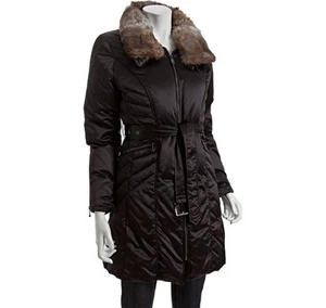 Andrew Marc Black Poly Rabbit Fur Collar Quilted Down Coat Size XL NWT $598 - Picture 1 of 1