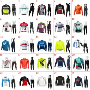 mens Thermal Fleece cycling long sleeve jersey Bib Pants sets cycling bib pants - Foto 1 di 66