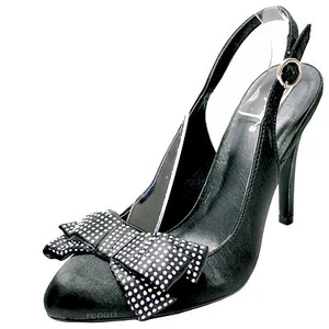 Nuevos zapatos de mujer Qupid satén noche formal fiesta cabestrillo trasero arco detalle negro - Imagen 1 de 11
