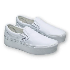 Vans Women's Classic Slip-On Stackform Canvas Sneakers, True White - VN0A7Q5RW00 - Picture 1 of 6