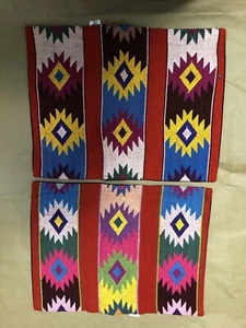 2 Red & bright multicolor Guatemala Pillow Covers -Back Strap Loom 17"x13” - Picture 1 of 6