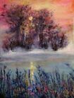 "Morning sunrise", original acrylic painting 16,5×11,7inch+free frame,