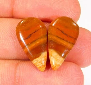 17Ct 100% Natural Bloodstone Pair Pear Cabochon Gemstone Jewelry Making AK=0166 - Picture 1 of 6