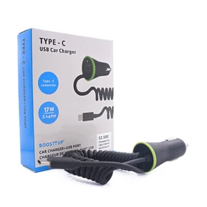 Dual USB Type C 17W Car Charger For Samsung S10 S9 Note 10 9 8 Extra USB Port - Picture 1 of 6