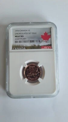 1976 1c CANADA NGC MS 67 RD CENT COPPER MS 67 RED - Image 1 of 4