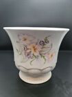 Vintage White Pink And Green Footed Plant Pot Planter Floral Pattern
