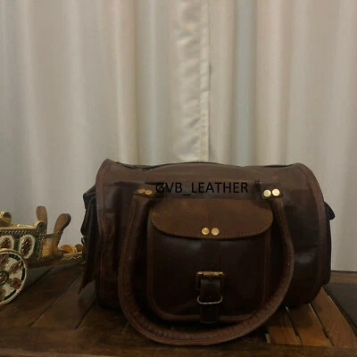 Bolso de viaje de 12" de cuero genuino vintage pequeño para mujer gimnasio fin de semana para pasar la noche Foto 1 de 4