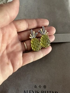 100% Authentic Alexis Bittar Green Ombré Pineapple Lucite Clip On Earrings - Picture 1 of 12