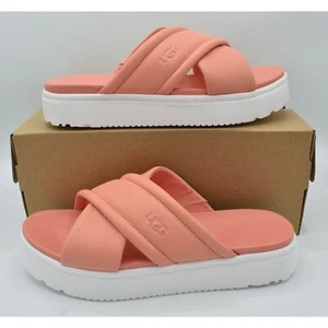 Ugg Women Size 8 Zayne Crossband Starfish Pink Leather Platform Sandals Slides - Picture 1 of 11