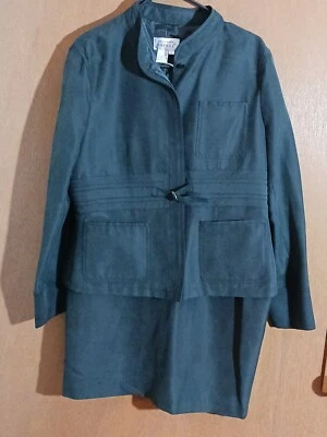 VTG Adrianna Papell Silk Blend Skirt Jacket 2 piece Military Business QUALITY - Image 1 of 4