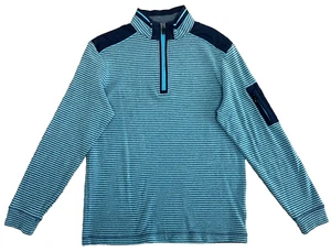 BUGATCHI Sweater Mens Medium Quarter Zip Pullover Stripe Designer Quality - Picture 1 of 23