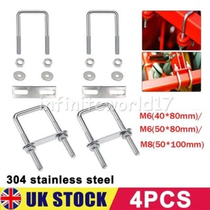 4 sets M6 M8 U Bolt Plates and Nuts Standard U-Bolts Stainless Steel 304 Trailer - Picture 1 of 16