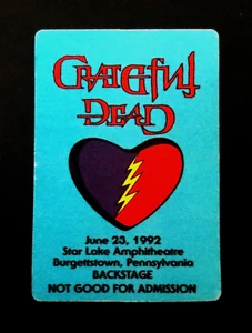 Grateful Dead Backstage Pass Pennsylvania Star Lake 23.06.92 23.06.1992 Love Heart - Bild 1 von 21