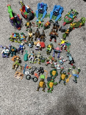 Vintage 80s 90s TMNT Ninja Turtles Lot Action Figures + Vehicles and More - Image 1 of 4