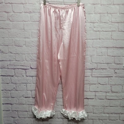粉色缎面柔软女孩睡衣裤女式 XL 浪漫芭蕾舞核心休闲睡衣 — 第 1/4 张图片
