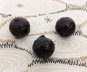 3 x Sml 15mm Vintage Retro Dark Brown Leather Football Buttons Coat Cardigan - Picture 1 of 2